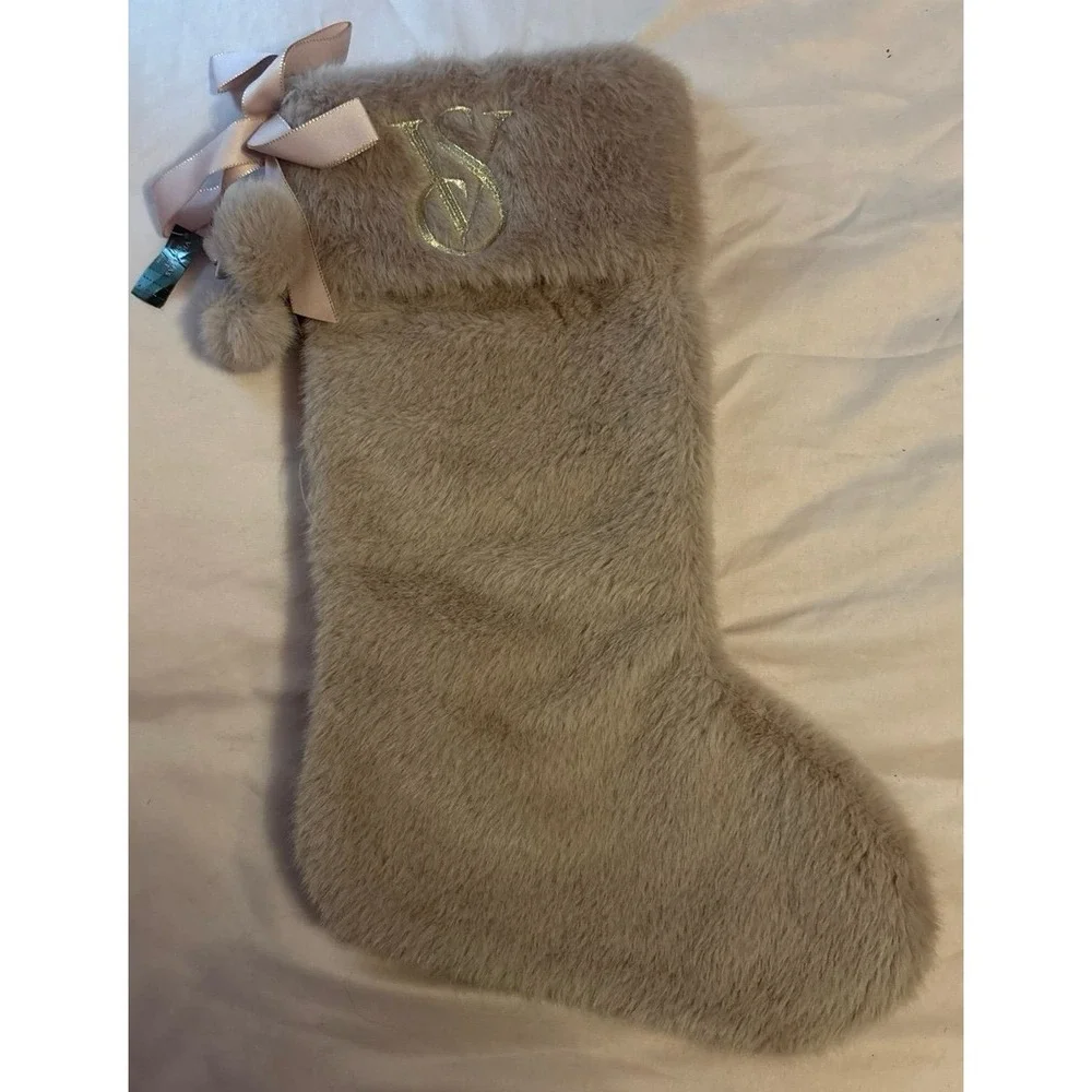 NEW Victoria's Secret‎ Holiday 2024 Blush Pink Faux Fur Stocking
